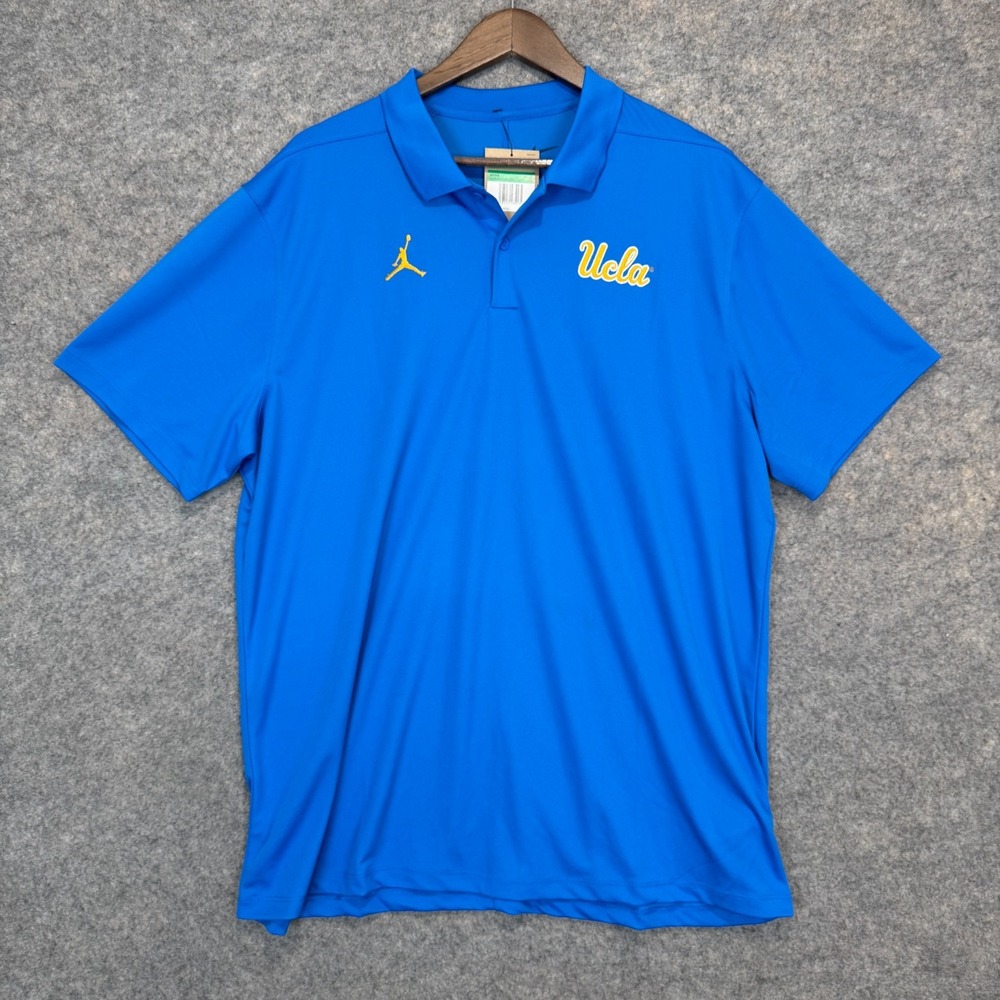 Jordan Nike UCLA Bruins Golf Polo Shirt Mens XL College Blue Yellow Tee NEW